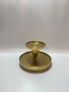 Support de bougie en aluminium doré antique, style pétale de lotus, pour bougie pilier, base en bol traditionnelle, centre de table, décoration intérieure - Product Image 3
