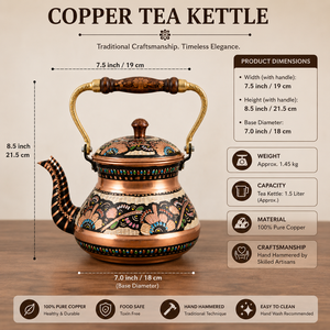 Handmade Turkish Copper <b>Tea</b> Kettle Pure Copper <b>Tea</b> Pot Traditional Wooden Handle Enamel Teapot OEM ODM Wholesale Manufacturer - Product Image 6