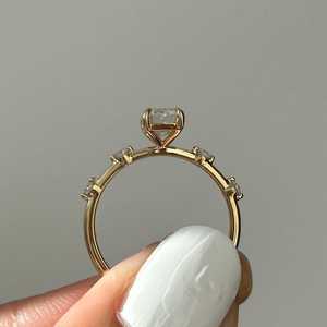Custom 2 Carat Emerald Cut Lab Grown Diamond Engagement <b>Rings</b> 10K 14K 18K Solid Gold Prong Set Four Claw <b>Solitaire</b> Promise Bands - Product Image 3