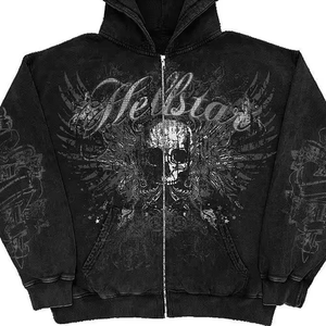 Nueva Sudadera con Capucha de Forro Polar para Hombre, Estilo Hip Hop Urbano Casual de Invierno, con Estampado de Calavera y Araña, Color Sólido, Térmica - Product Image 6