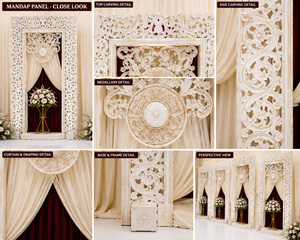 Elegantes Telones de Fondo con Marco de Fibra para Bodas y Recepciones, Escenario de Boda Premium con Paneles Decorativos Tallados - Product Image 5