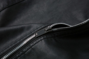 Classic Fit Men's Winter Motorcycle <b>Genuine</b> Leather Jacket Custom Stand Collar Casual Style Zipper Closure Waterproof Windproof - Product Image 4