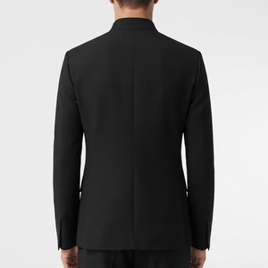 Chemise-veste formelle noire pour homme, col montant, coupe ajustée, simple boutonnage, longueur standard, en tissu polyester, pour l'automne - Product Image 4