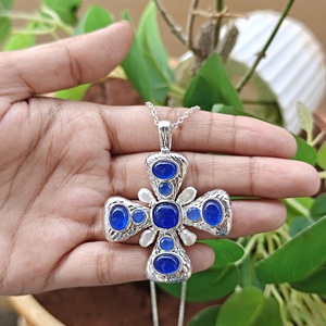 จี้กางเขนวินเทจลายทองเหลืองชุบเงิน 18k ขายดีที่สุด พร้อมขายส่ง จี้หินหยกมุกแฟชั่นดีไซน์โดดเด่นไม่ซ้ำใคร - Product Image 3