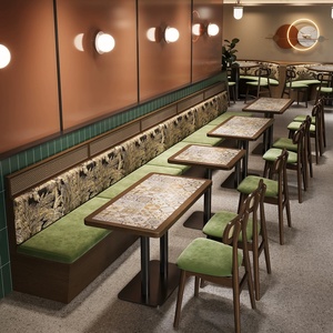 Muebles Retro <span class=keywords><strong>para</strong></span> Restaurante, Juego de Mesa y Sillas con Asientos Tapizados y Respaldo Estampado <span class=keywords><strong>para</strong></span> Cafetería, Bistro, Restaurante - Product Image 2