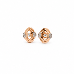 18K Rose <b>Gold</b> Diamond Geometric Stud Earrings for Women High Polish Contemporary Daily Wear Party Jewelry Gift - Product Image 2