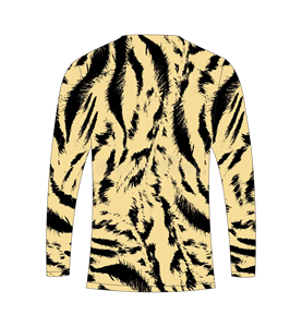 T-shirt à manches longues pour homme, impression sublimée personnalisée, motif vague abstraite rayée jaune et noire, pour la chasse, la pêche et les sports athlétiques - Product Image 4
