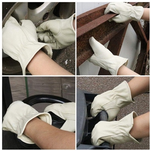 Best Performance Reinforced Cowhide Grain Leather Safety <b>Gloves</b> Abrasion Resistant Personal Protective for <b>Drivers</b> for - Product Image 3