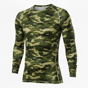 เสื้อยืดแขนยาวลายพรางผู้ชาย คอกลม ผ้าถัก ทรงเข้ารูป แห้งเร็ว สปอร์ต ความยาวปกติ โพลีเอสเตอร์ 100% - Product Image 3