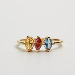 925 Sterling Silver 14K Gold Plated Religious Marquise Birthstone Multi Stone Family <b>Ring</b> Dainty Jewelry Gift for Women - Product Image 4