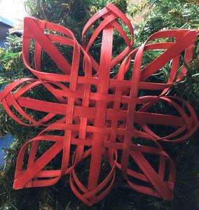 Ornement d'arbre rouge étincelant, étoile suspendue, décoration d'arbre de noël, tissé à la main, étoile en bambou doré, étoile de noël - Product Image 5