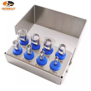 Kit de 8 pièces de trephines dentaires en acier inoxydable, ensemble d'instruments chirurgicaux manuels avec porte-fraise pour greffe d'os, implantation et chirurgie orale - Product Image 2