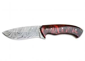 Handcrafted Patterned Steel Drop-<b>Profile</b> Craft <b>Tool</b> Red Resin Handle Executive Display Piece - Product Image 2