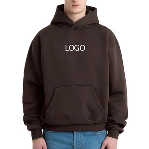 Sweat-shirts à capuche marron zippés pour hommes, 100 % coton molletonné épais, coupe oversize, épaules tombantes, logo personnalisé, directement de l'usine - Product Image 1