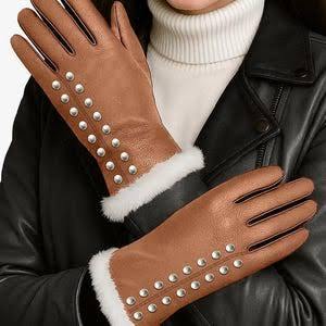 ถุงมือหนังผู้หญิง ถุงมือหนังสำหรับใส่กับชุดเดรส ถุงมือฤดูหนาวสำหรับผู้หญิง ถุงมือบุขนแกะอุ่นๆ แบบสัมผัสหน้าจอได้ - Product Image 3