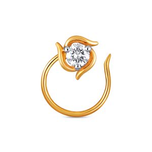 GLEAMORA ENTERPRISE Flower Shape Brilliant Cut Lab Grown <b>Diamond</b> <b>Nose</b> Pin 18K Yellow Gold Plated Certified Luxury <b>Stud</b> Women's - Product Image 1