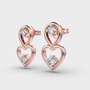 Women's <b>Hoop</b> <b>Earrings</b> in 10k Yellow Gold with Moissanite Simple Round Shape Diamond Trendy Jewelry IGI Certified <b>Silver</b> Plated - Product Image 2
