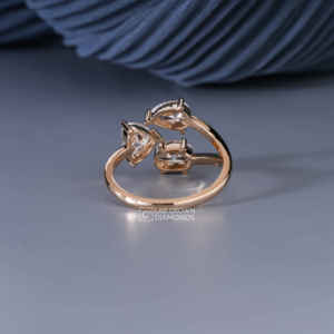 Bague en or jaune 14 carats avec moissanite taille cœur, ovale et poire pour femme, luxe, 1,63 carat de poids total, 3,12 grammes, bijoux fins de mariage - Product Image 6