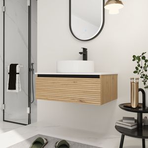 Meuble-lavabo mural de 30 pouces avec vasque en céramique blanche et 1 tiroir à fermeture douce, emballage KD - Product Image 4