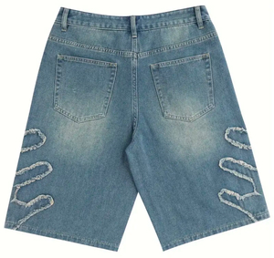Pantalones Cortos de Mezclilla para Hombre, a la Moda 2026, con Estampado Perforado, Estilo Casual con Patrón Sólido, Ropa Holgada de Calle para Verano - Product Image 4