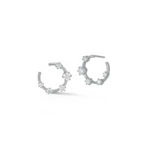 Boucles d'oreilles créoles pendantes en or 14K 18K avec diamants de laboratoire taille brillant 11mm, minuscules, style Huggies, serties à griffes, tendance - Product Image 2