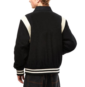 Blousons de baseball en laine personnalisables avec bandes sur les épaules, blouson universitaire pour homme, grande taille, veste d'hiver boutonnée style collège - Product Image 1