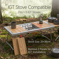 Table pliante d'extérieur Areffa AF-CK080 pour le glamping, en alliage d'aluminium et bois de teck, portable, pour le camping et les pique-niques, nouveau mobilier