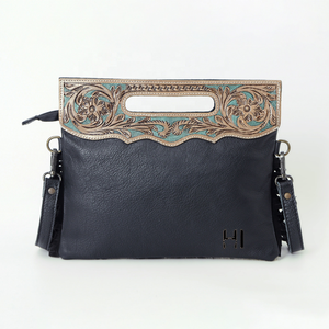 New Arrival Cowhide Hair-On Leather Crossbody Bag Suede Fringe Western Hand Tooled Shoulder <b>Purse</b> for Women - Product Image 5