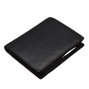 Portefeuille homme en cuir véritable, bifold, anti-RFID, court, design minimaliste, fermeture ouverte, usage quotidien, multifonction - Product Image 1