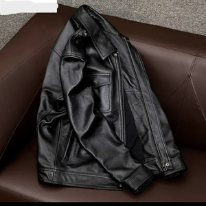 Custom Men's 100% Genuine Leather Jacket Customized Classic Casual Cowhide High Quality <b>Plus</b> <b>Size</b> <b>Waterproof</b> Eco-Friendly Winter - Product Image 3