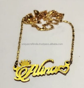 Collares con Colgantes de Nombre de Latón de Alta Calidad, Chapados en Oro, Joyería Vintage para Mujer, Los Mejores Collares, Colección Geométrica, Artesanía en Metal - Product Image 3