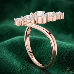 Luxury Round Cut Lab Grown Diamond IGI Certified <b>Open</b> Band <b>Ring</b> Unisex 9KT 10KT 14KT 18KT Rose Gold - Product Image 3