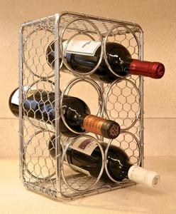 Range-bouteilles captivant en forme de cage avec anneau circulaire, finition or antique, autoportant, pour rangement multi-bouteilles - Product Image 2