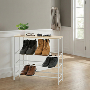ชั้นวางรองเท้าเหล็กเคลือบผงแบบพกพา ทันสมัย แข็งแรง ประหยัดพื้นที่ ปรับได้ ประกอบง่าย เฟอร์นิเจอร์บ้าน ห้องนั่งเล่น - Product Image 1