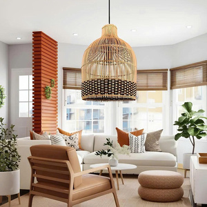 Luxury Handcrafted Natural Rattan Bell Shaped Pendant <b>Light</b> Shade Suitable for Living Room Hotel Restaurant Decor - Product Image 4