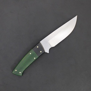 Couteau utilitaire A&M ENTERPRISES Premium en acier Damas, manche vert droit, étui en cuir, pour survie et camping professionnels - Product Image 2