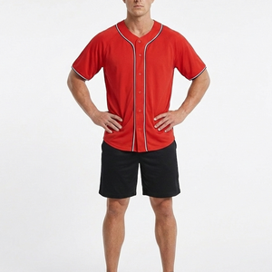 Camiseta de béisbol transpirable de talla grande, ligera, de manga corta, con botones frontales, ropa deportiva a precio económico, camiseta de béisbol de poliéster - Product Image 3