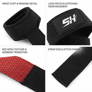 Sangles de musculation en coton haute résistance, coutures renforcées, prise sécurisée, équipement d'exercice de fitness pour levages lourds - Product Image 2