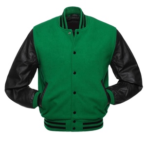 <b>Men</b> Winter Varsity <b>Jacket</b> with Genuine Leather Sleeves Zipper Closure Knitted <b>Woolen</b> Fabric 2026 - Product Image 4