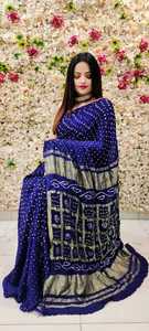 Sari Bandhej de Seda Gajji Pura, Sari Bandhani Hecho a Mano, Fabricante y Proveedor de Ropa Étnica de la India - Product Image 3