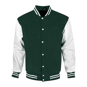 Blouson universitaire homme rouge et blanc, col mandarin, boutons recouverts, coupe droite, couleurs personnalisables, en toile coupe-vent, idéal pour l'hiver - Product Image 5