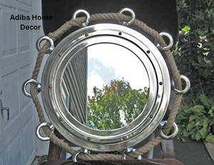 Nautical Roped Porthole <b>Mirror</b> Aluminum Wall Hanging Decorative <b>Mirror</b> for Coastal Vintage Home Decor - Product Image 3