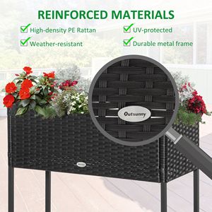 Letto da giardino in metallo sopraelevato di Design nero moderno con aspetto in Rattan e deposito di utensili - Product Image 5
