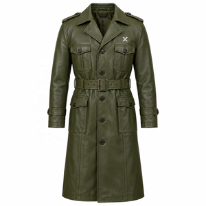 Abrigo Táctico de Cuero Genuino para Hombre |   Negro oliva tostado |   Fabricante OEM ODM |   Diseño de Calidad Premium |   Ropa de Cuero | - Product Image 1