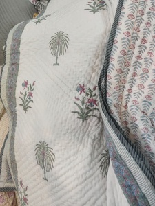 Cotton Hand Block Printed <b>Quilt</b> Lightweight Reversible <b>Bedspread</b> Artisan Handmade Bedroom Blanket Wholesale Bulk Supply - Product Image 3