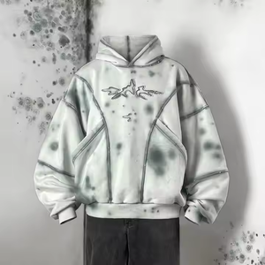 Sweat-shirts à capuche imprimés effet délavé pour hommes, en coton doux, style streetwear classique, effet usé - Product Image 6