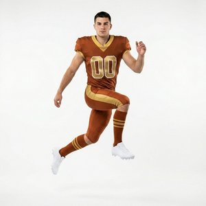 Uniforme de football américain robuste en tissu 100 % polyester, service OEM, unisexe adulte, coupe courte, personnalisable avec nom d'équipe pour le match - Product Image 6