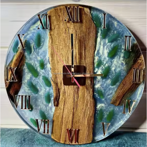 El mejor reloj Interior de pared de madera de Acacia y resina epoxi Reloj de pared de resina estilo río de resina reloj personalizado para la venta - Product Image 1