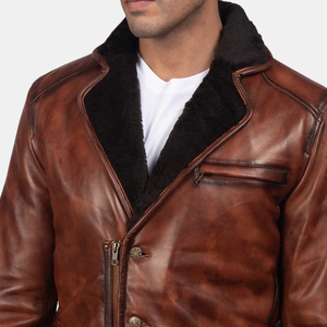 Manteau en cuir élégant à col en fourrure, best-seller de l'hiver, fournisseur ODM, nouvelle arrivée, manteau en cuir - Product Image 6