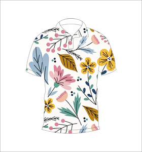 Polo personnalisé à motif floral aquarelle, respirant et léger, pour équipe de golf, à manches courtes, par sublimation, vêtement de performance décontracté - Product Image 3